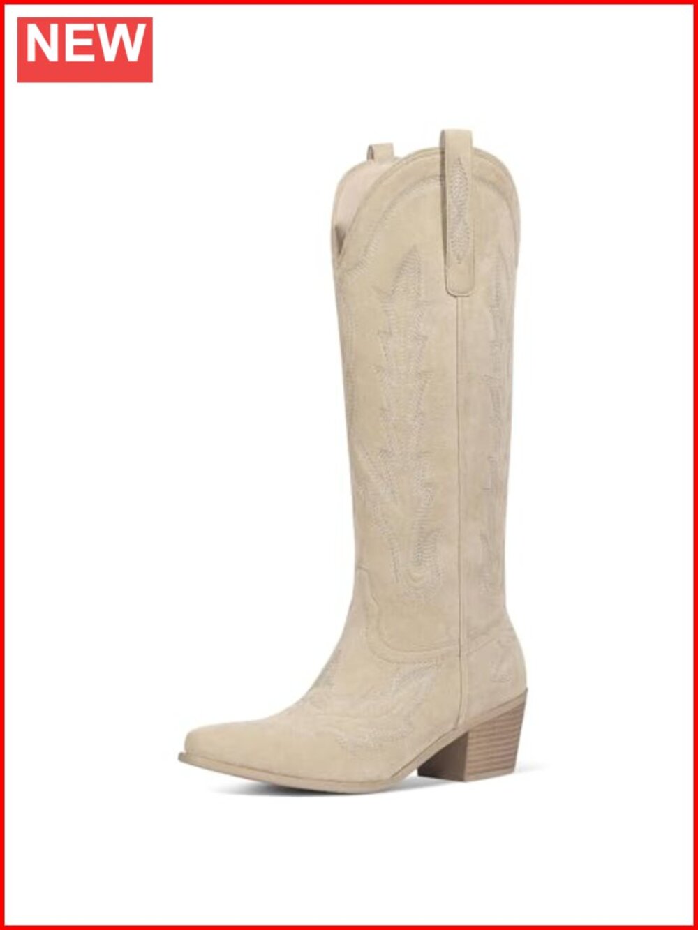 Women's Embroidered Western Knee-High Boots Chunky Heel Pointed Toe